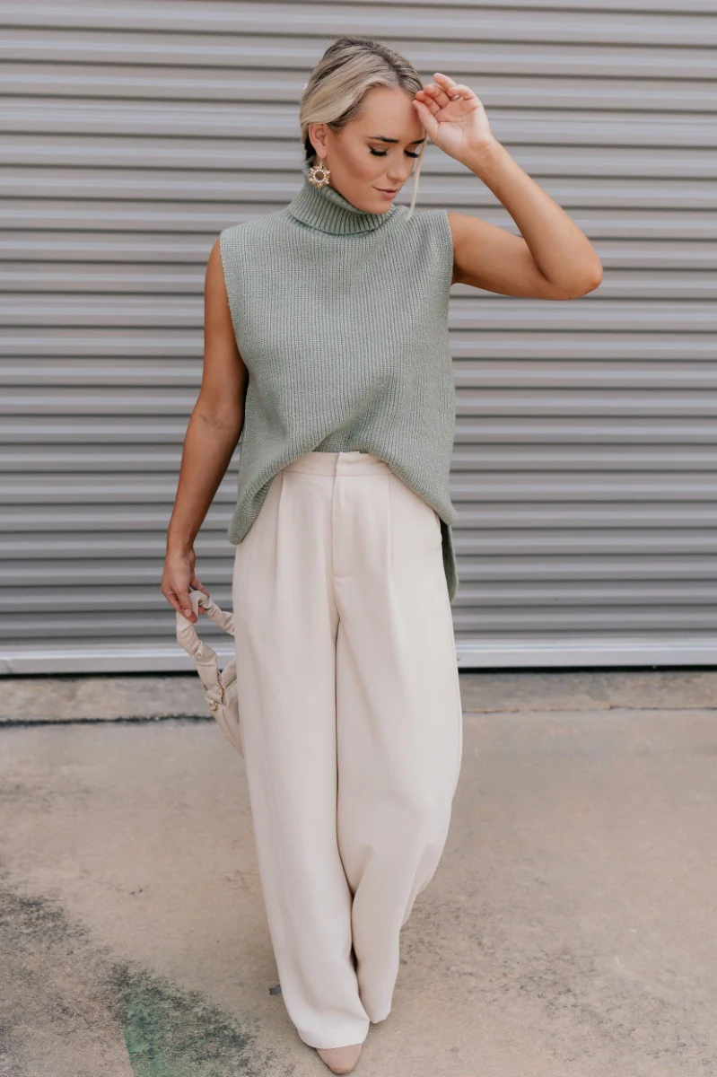 Wren Sage Sleeveless Turtleneck Sweater - Image 8