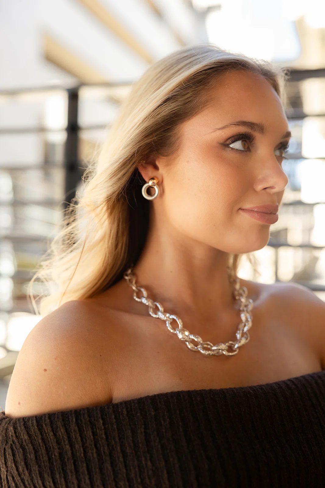 Wren Silver Hammered Chain Necklace - Image 2