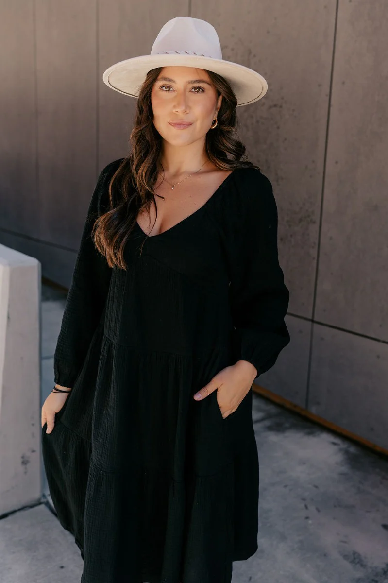 Wrenly Black Long Sleeve Midi Dress - Image 6
