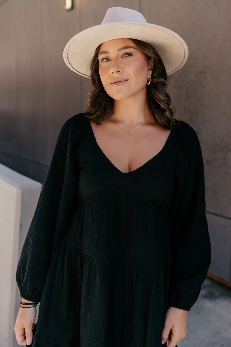 Wrenly Black Long Sleeve Midi Dress - Image 7