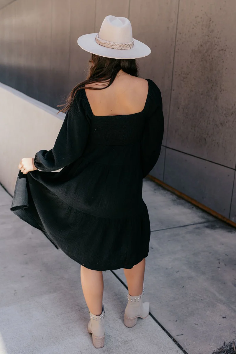 Wrenly Black Long Sleeve Midi Dress - Image 8