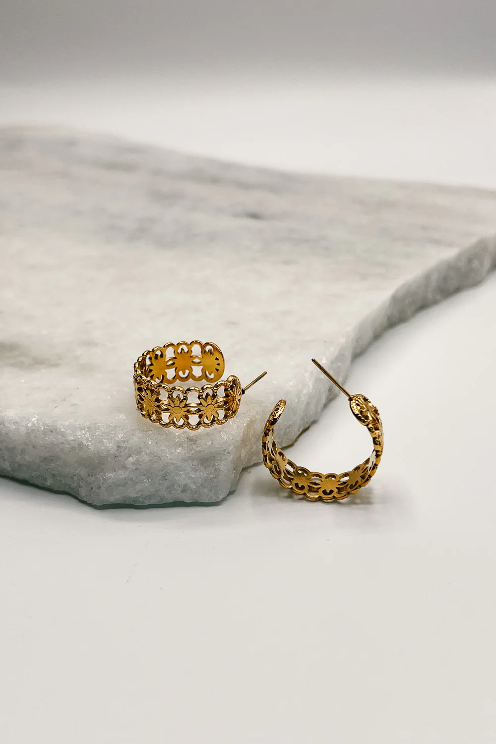 Elodie Gold Floral Hoops Earring