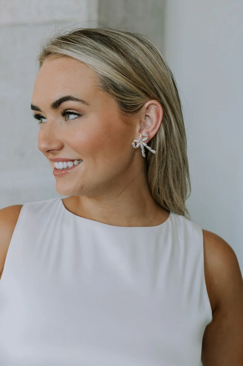 Yara Beaded Bow Earrings - Image 2