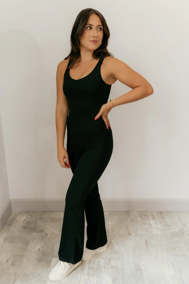Yasmin Black Athletic Onesie Jumpsuit - Image 2