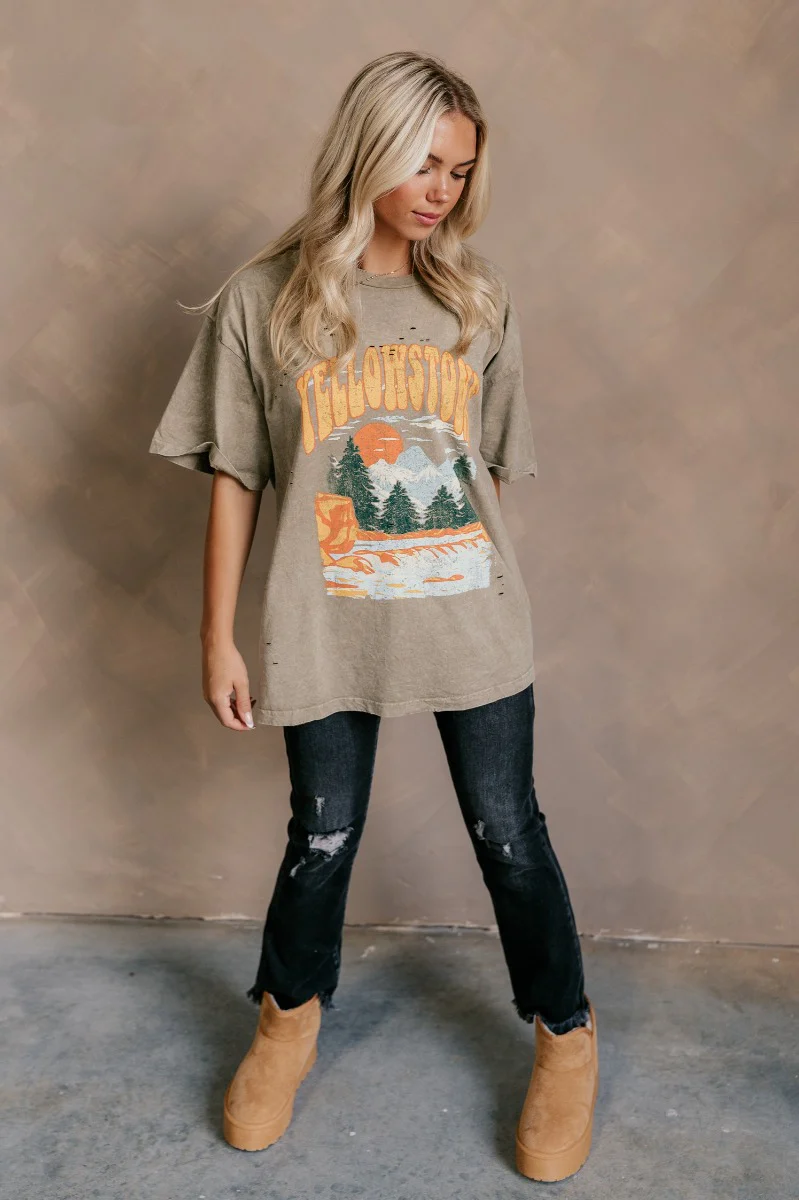 Yellowstone Taupe Distressed Graphic Tee - Image 2