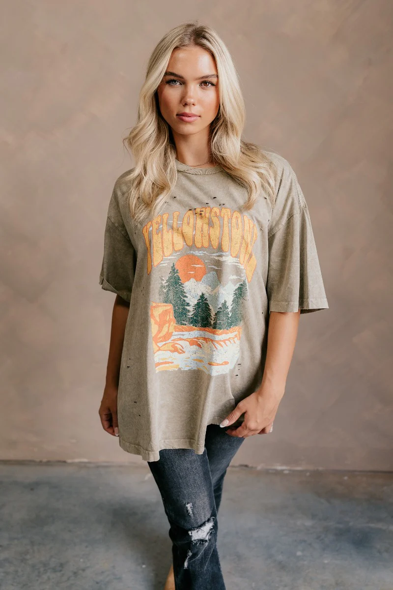 Yellowstone Taupe Distressed Graphic Tee - Image 3