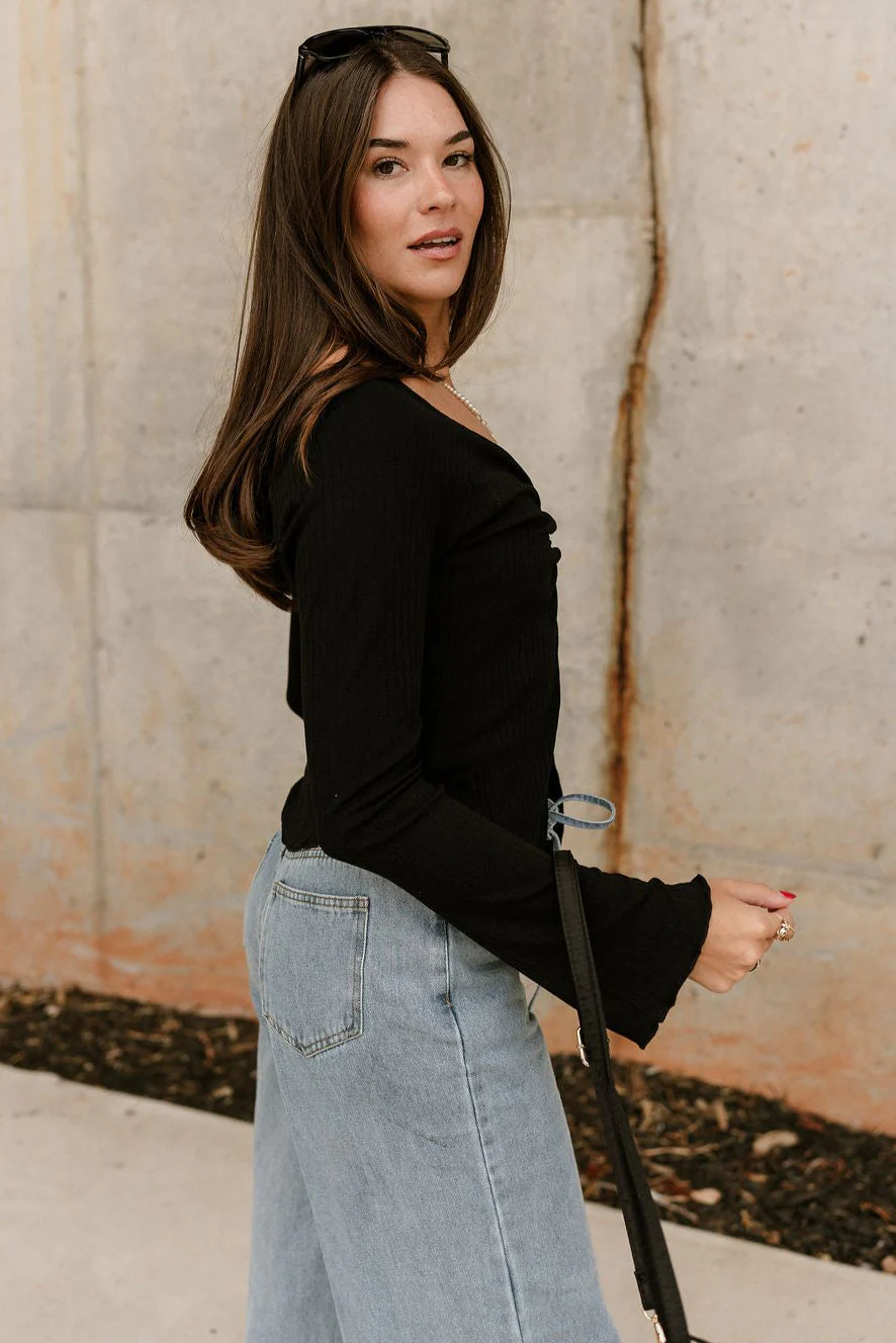 Emery Buttoned Flare Long Sleeve Top - Image 3