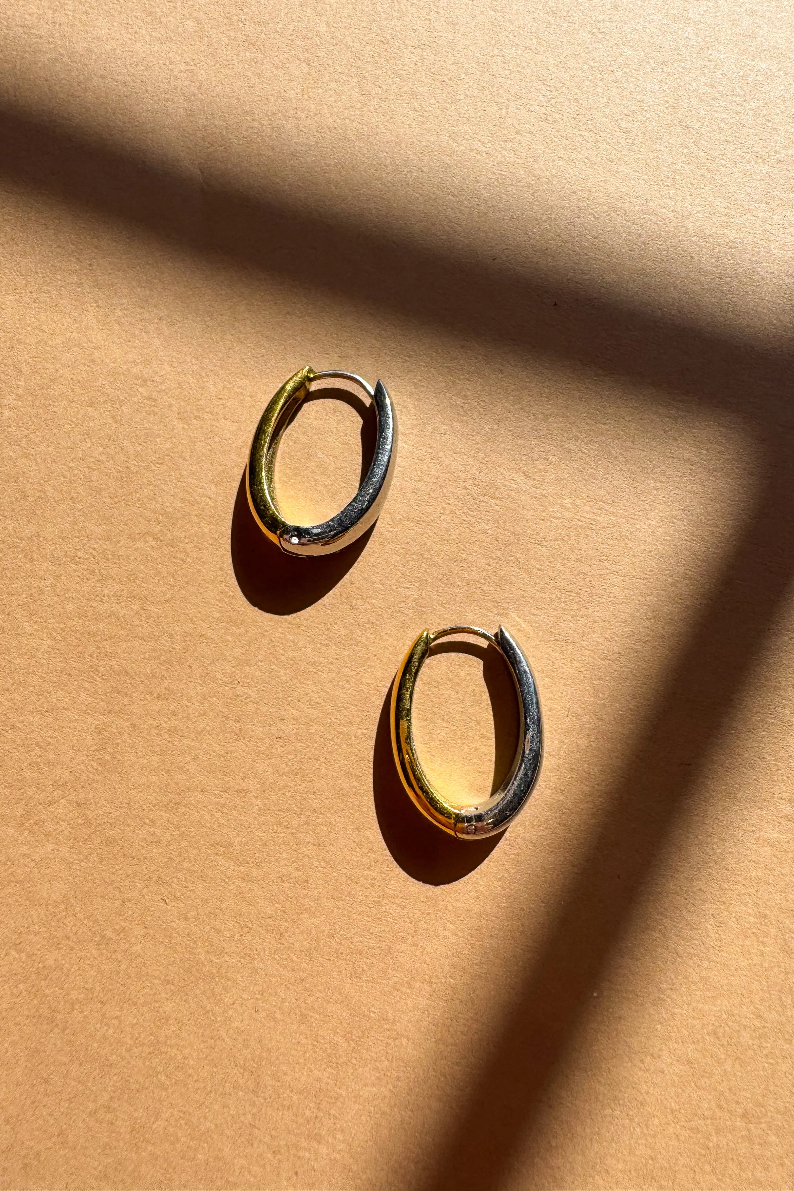 Zelda Gold & Silver Oval Hoop Earrings - Image 2