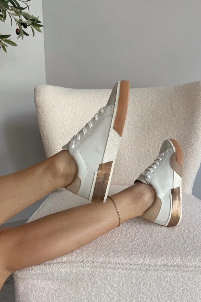 Dolce Vita Zina Sneaker in White Tan Leather