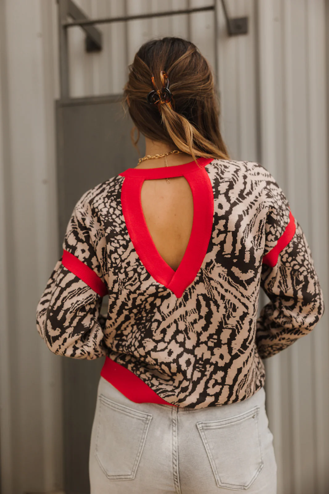 Zoe Brown & Red Leopard Knit Sweater - Image 7