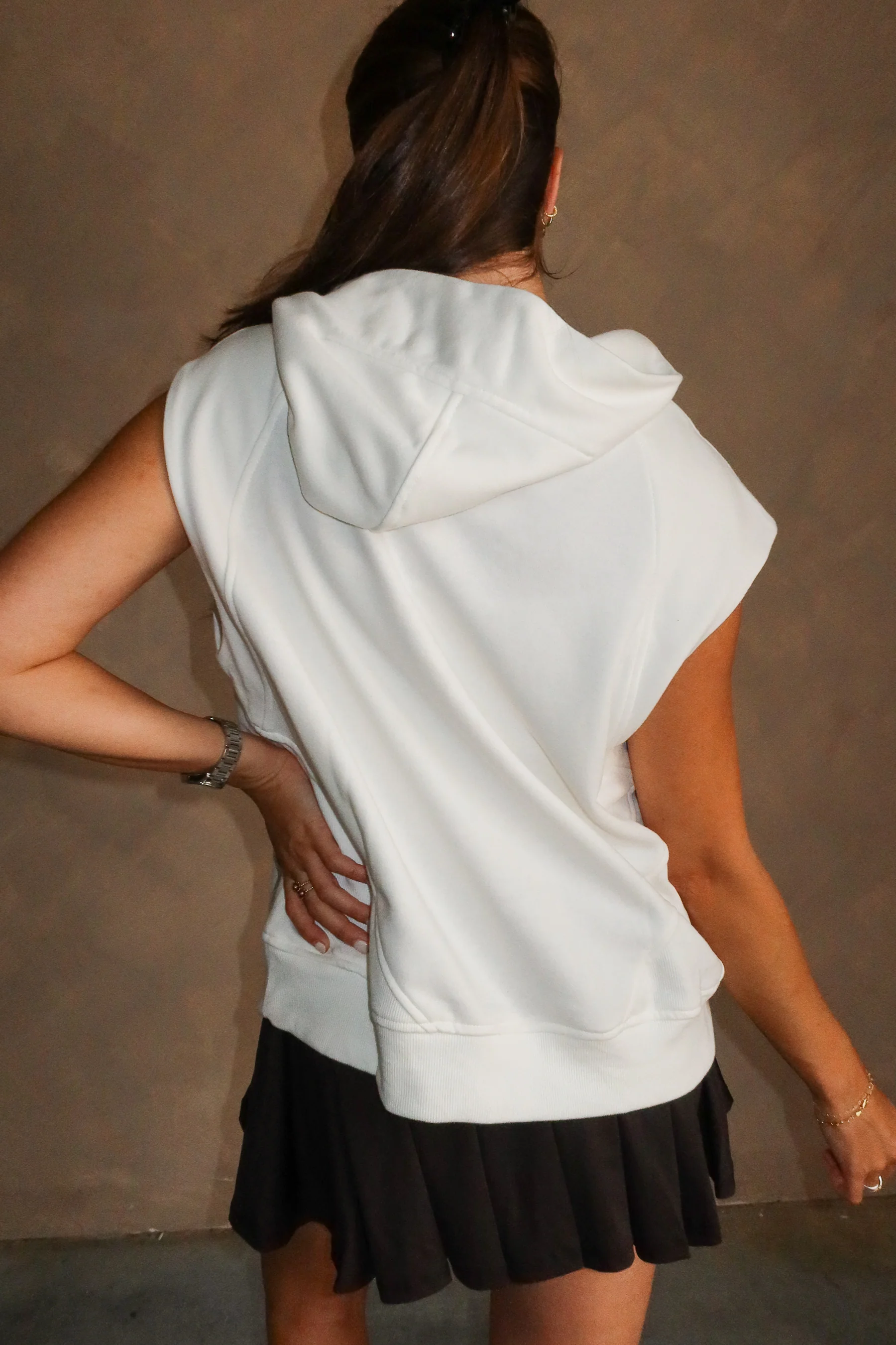 Zoe White Hoodie Sleeveless Tank - Image 4