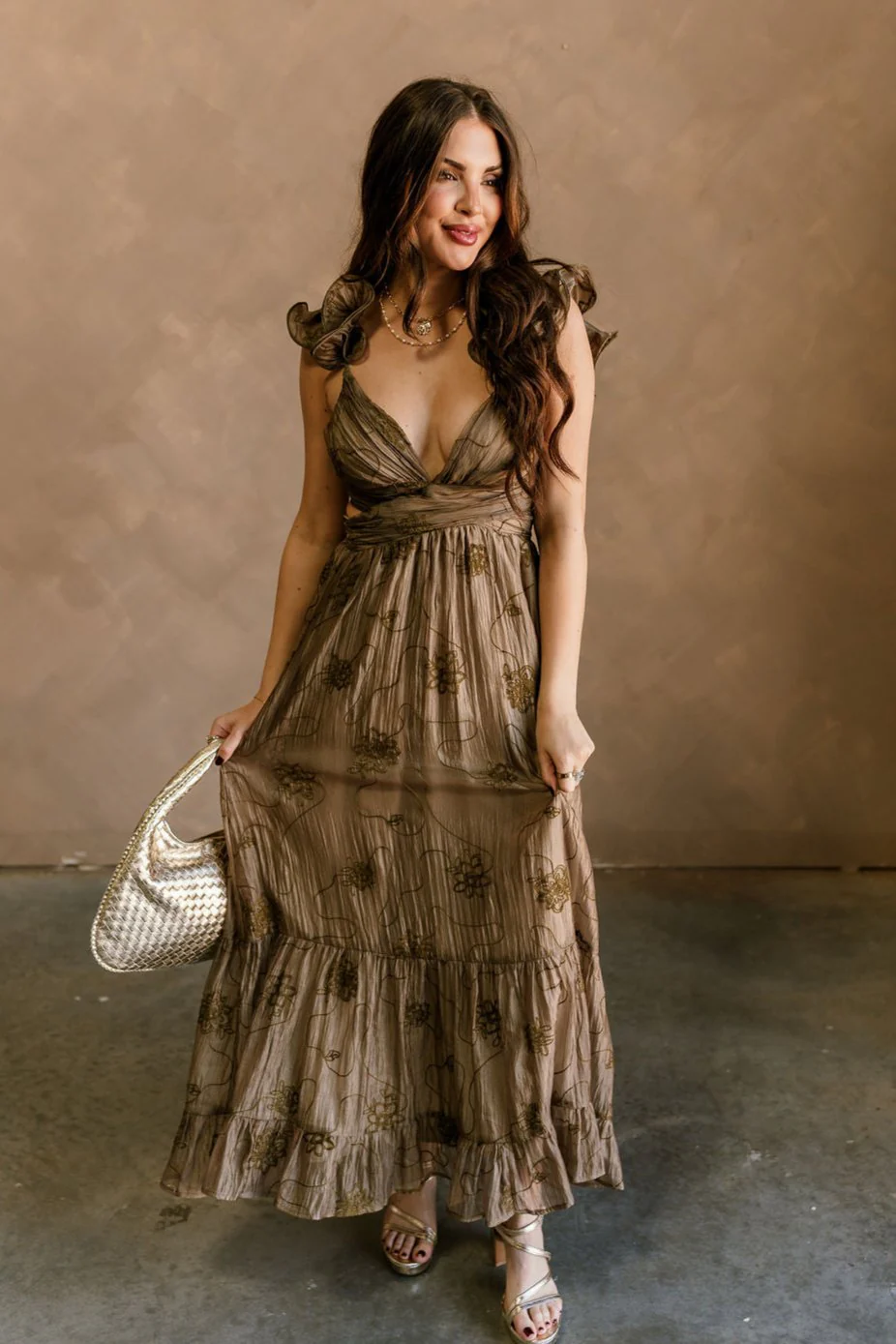 Zoey Embroidered Floral Ruffle Maxi Dress - Image 2