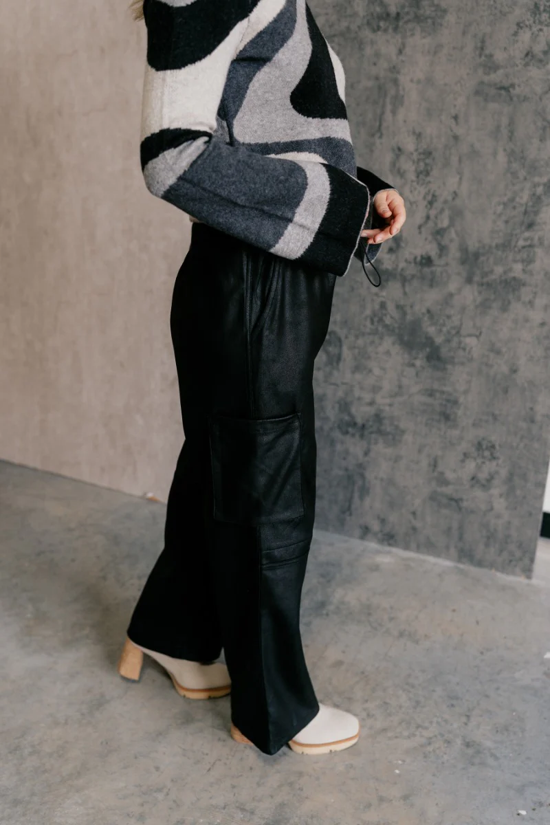 Zuri Black Faux-Leather Pants - Image 3