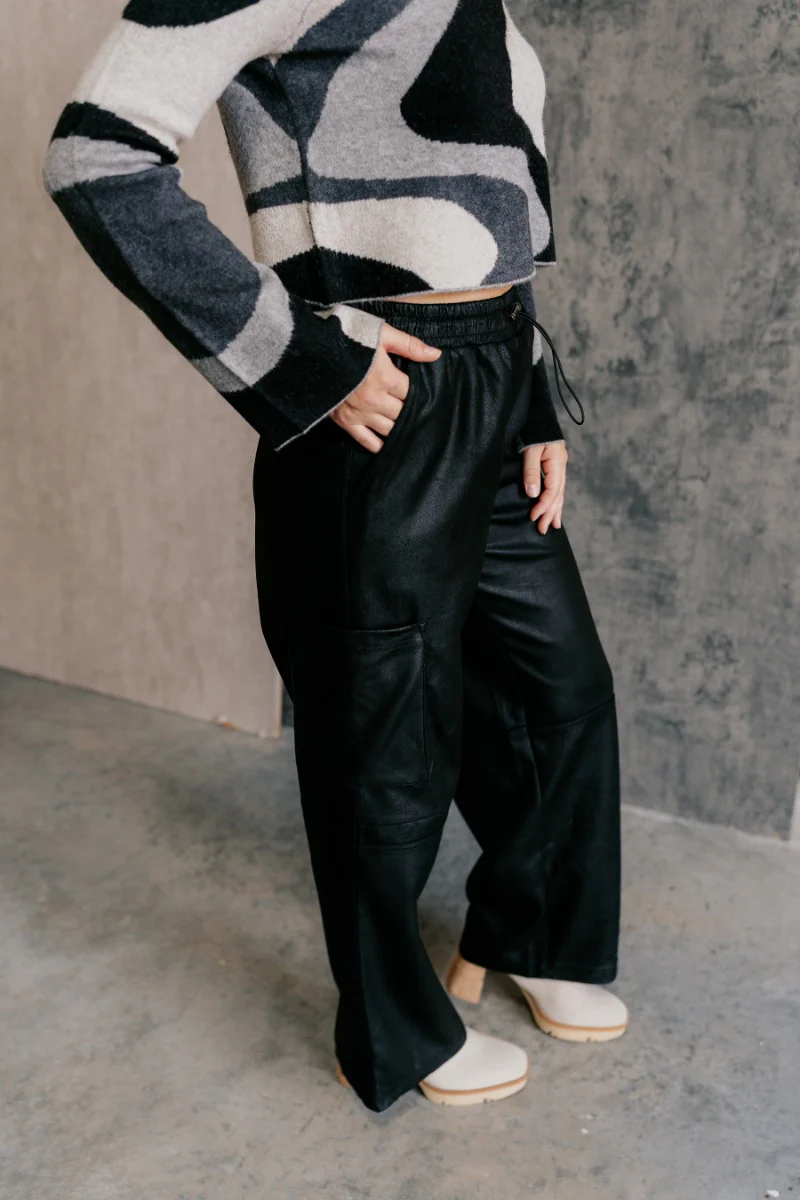 Zuri Black Faux-Leather Pants - Image 4