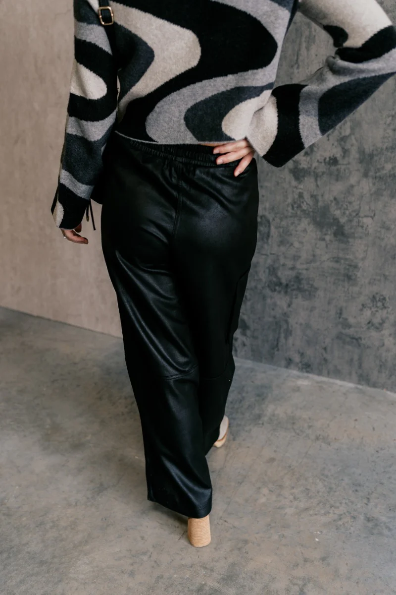 Zuri Black Faux-Leather Pants - Image 6